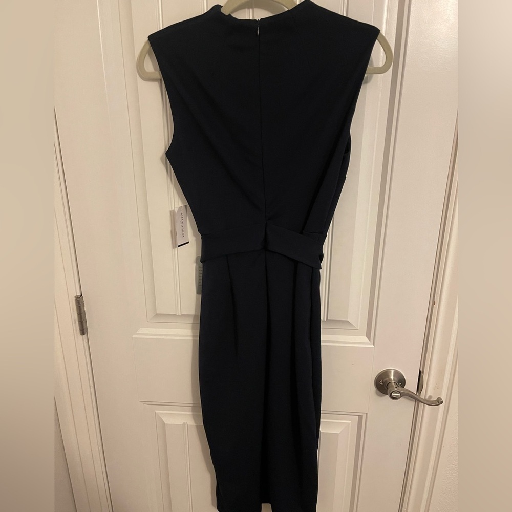 Sleeveless Alexia Admor Fara Dress Navy Blue Midi Sheath Tie Belt women’s 4 NWT